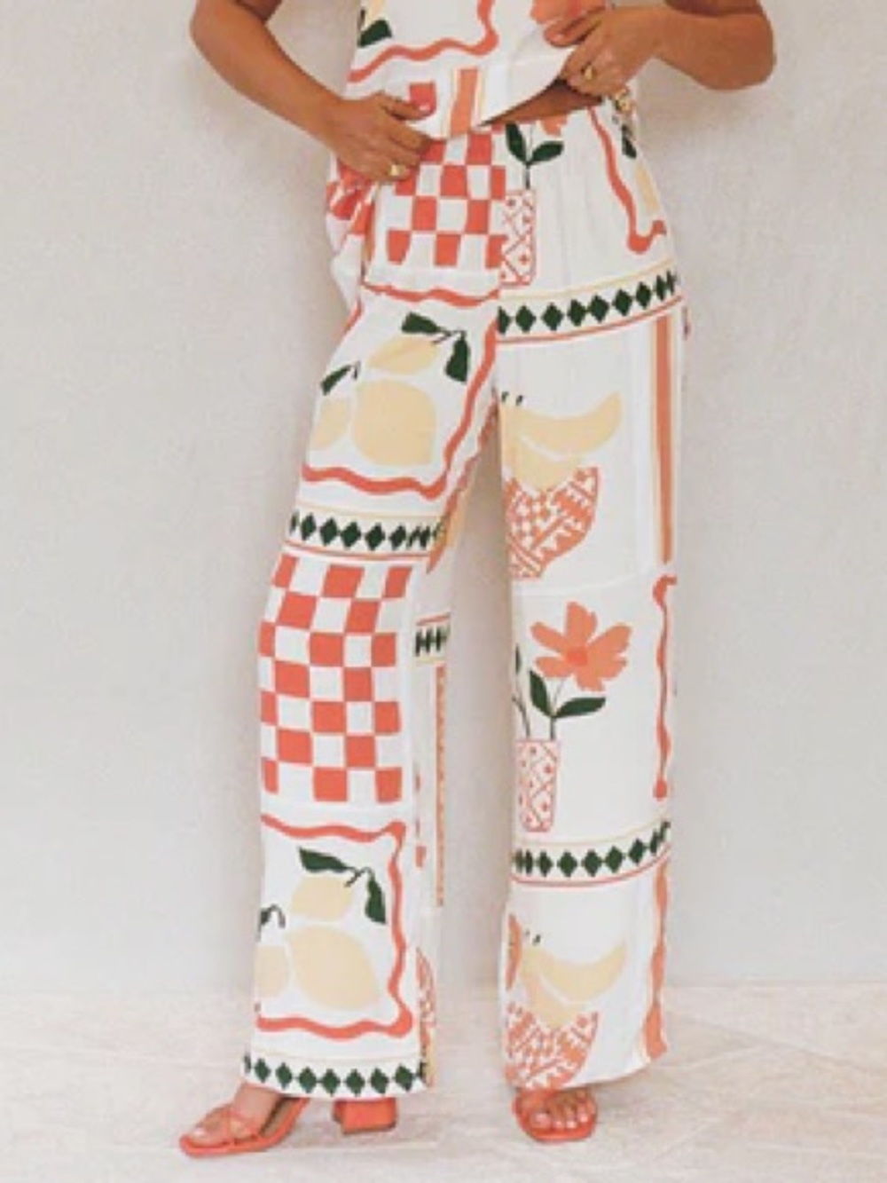 Sabo Parlour Pants Prego Rossa Wide Leg Fruit Still Life Print size Small